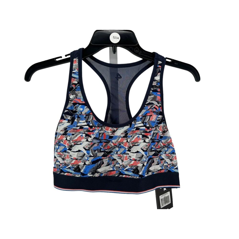Fourlaps Women's Confetti‎ Camo Blue Navy Circuit Sports Bra Size Large NEW
